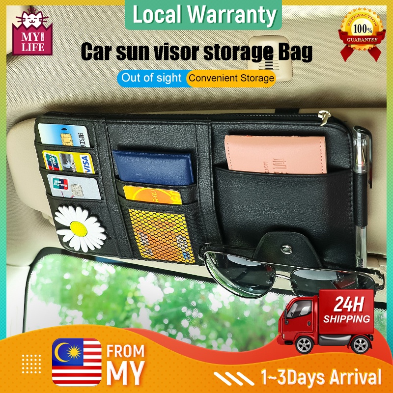Car Sun Visor Organizer with Zipper Sun Visor Storage Bag MultiPurpose