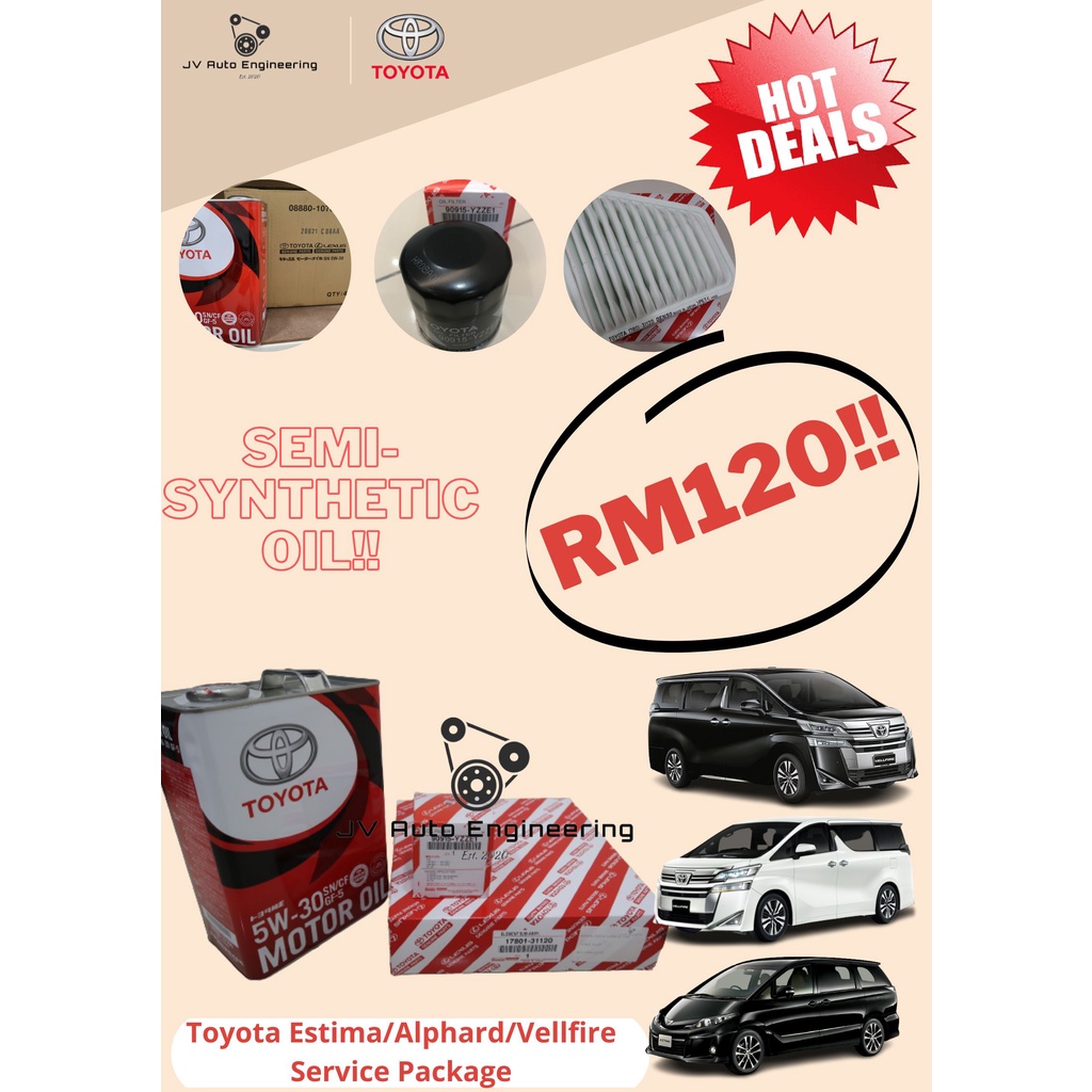 TOYOTA ESTIMA VELLFIRE ALPHARD | SERVICE PACKAGE| 5W30 SEMI-SYNTHETIC ...