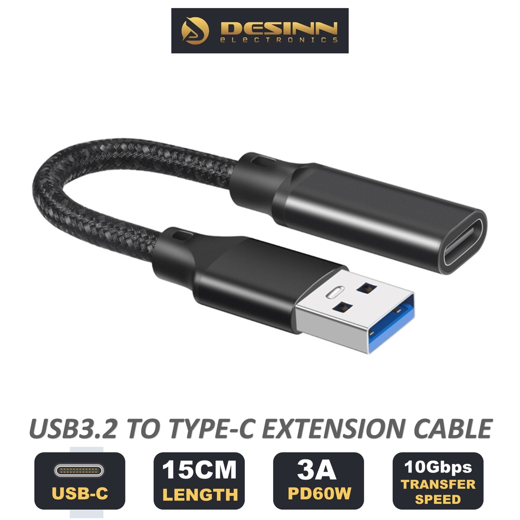 CablesOnline 2-Pack Right Angle USB 3.1 Type-C Male To Female Extension Adapters – USBC-GC06-2