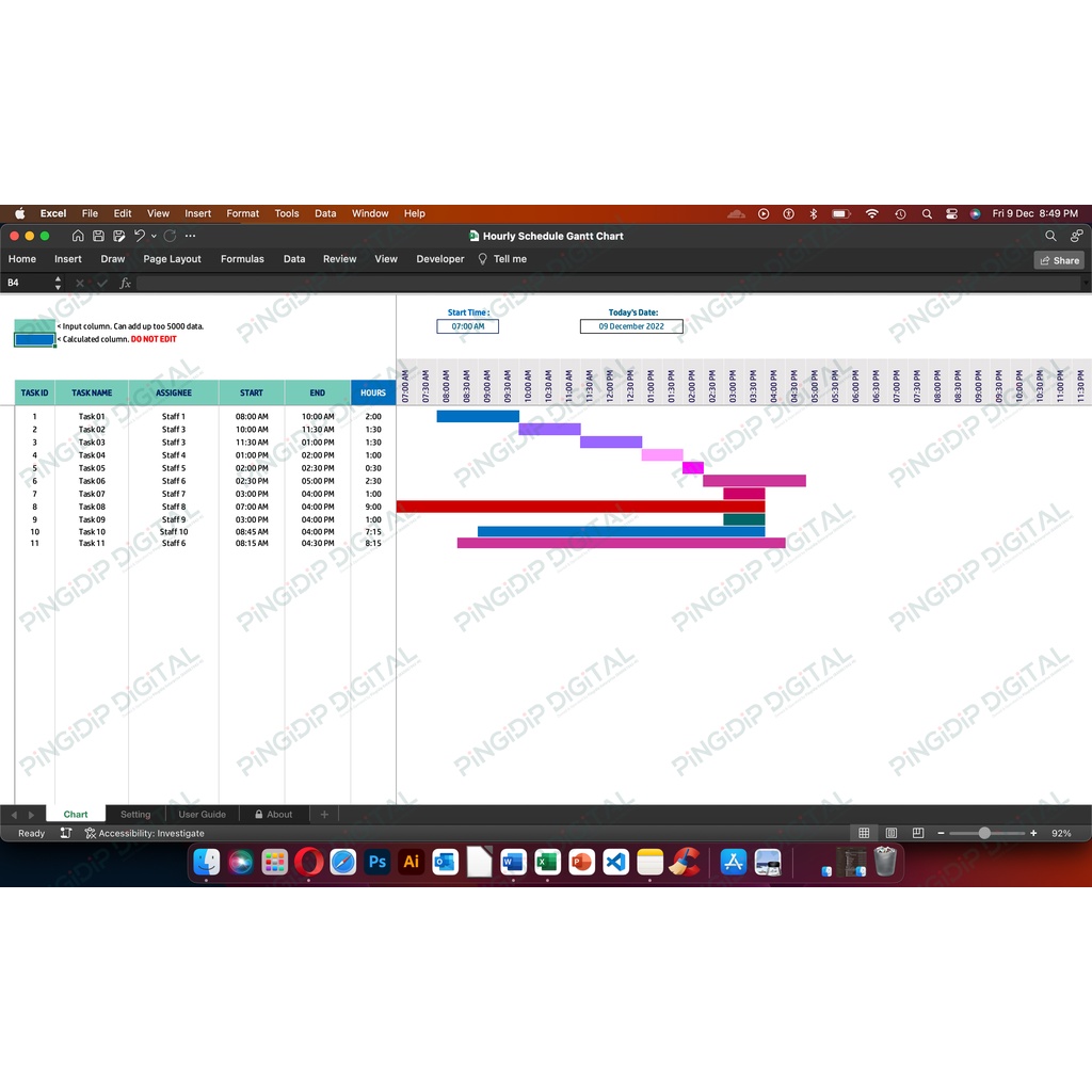 Hourly Schedule Gantt Chart | Shopee Malaysia