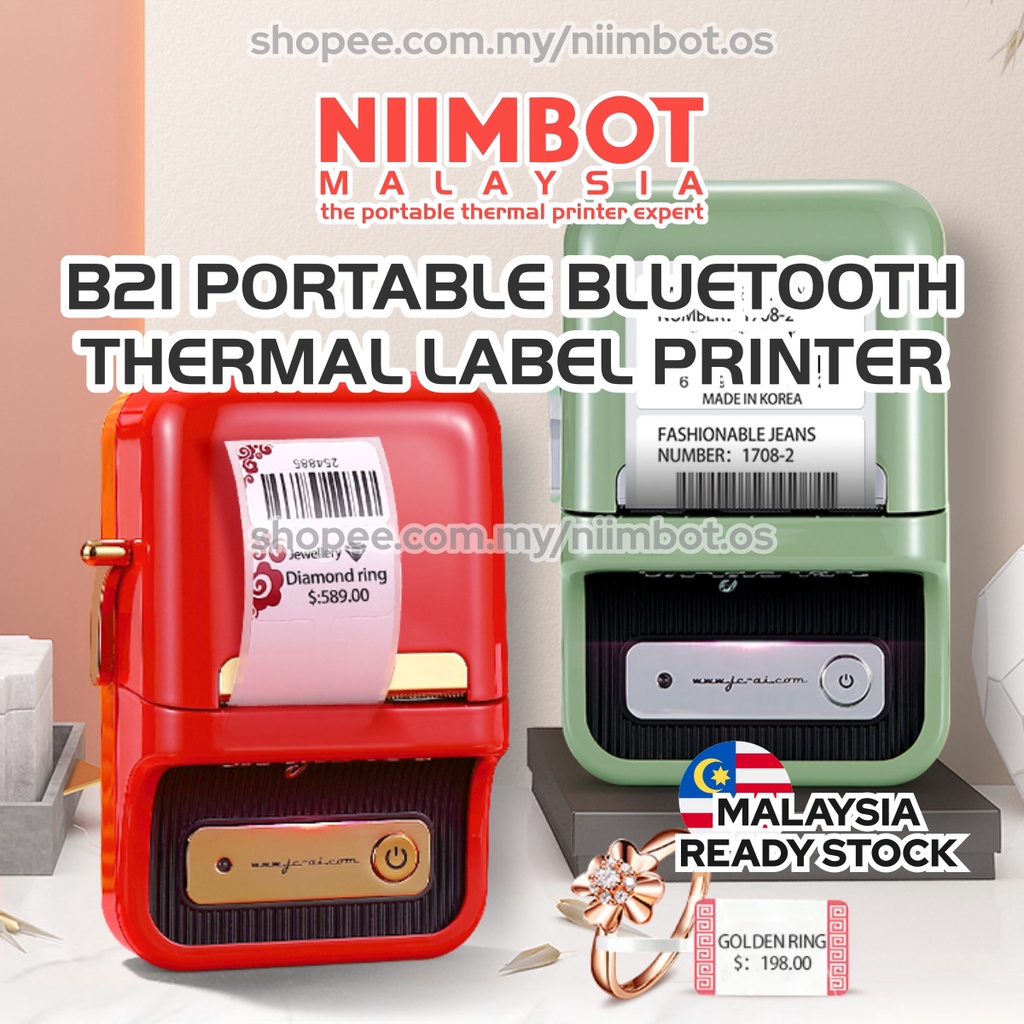 NIIMBOT B21 Portable Thermal Printer Bluetooth Label Printing Inkless ...