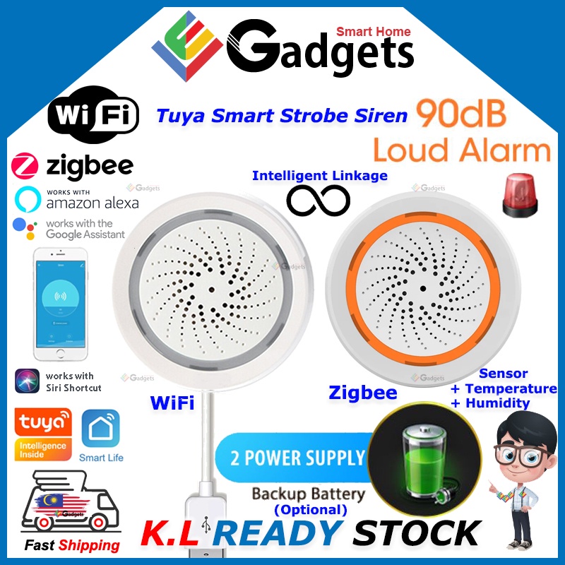 Tuya Smart Strobe Siren Wireless WiFi ZigBee works with Tuya Smart Life Google Home Alexa