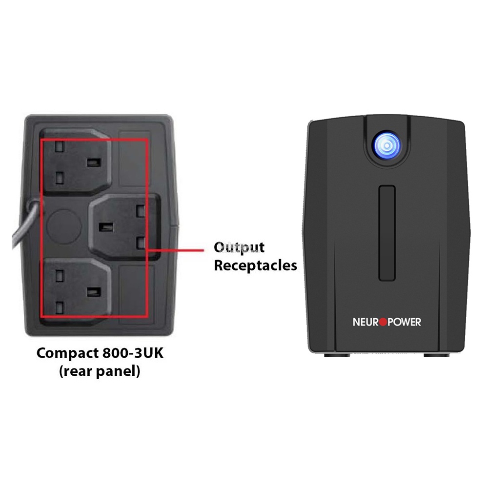 NEUROPOWER COMPACT C800E-3UK 800VA 3 PLUG UPS BACKUP BATTERY | Shopee ...
