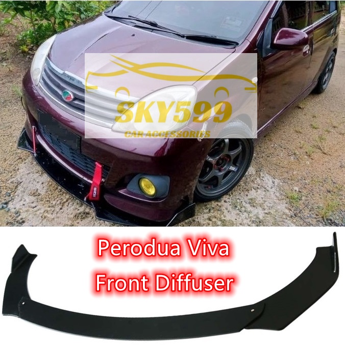 Perodua Viva Front Bumper Diffuser Lip Wrap Angle Splitters Black