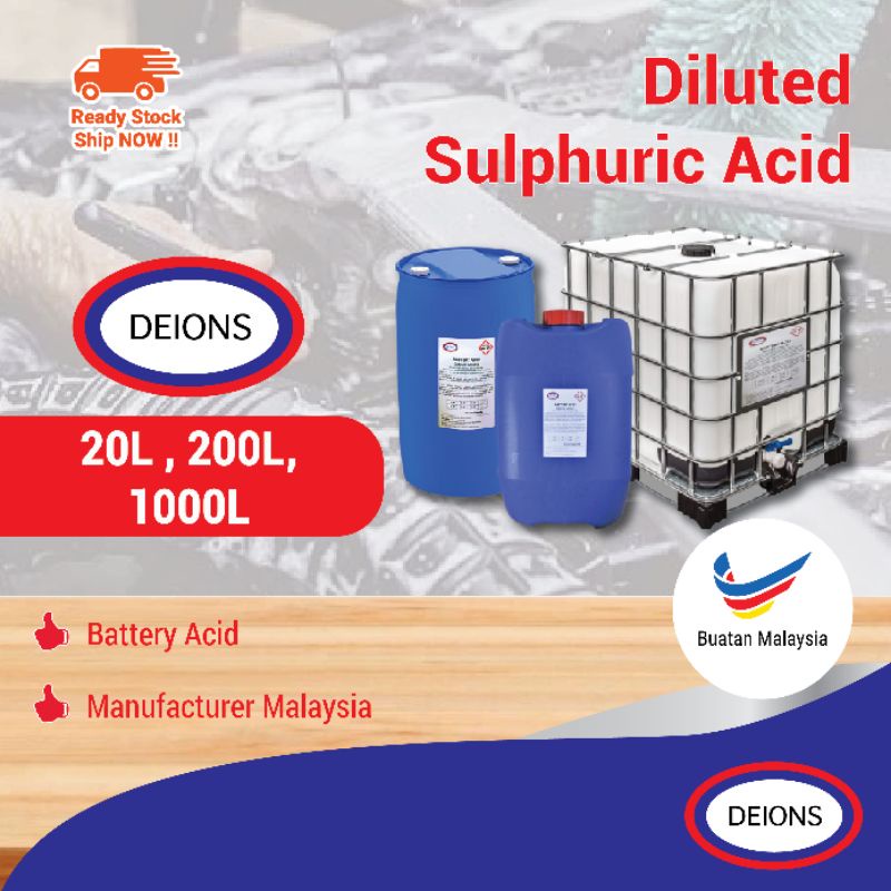 [Bulk Purchase] Deions Diluted Sulphuric Acid for Car Battery, Asid