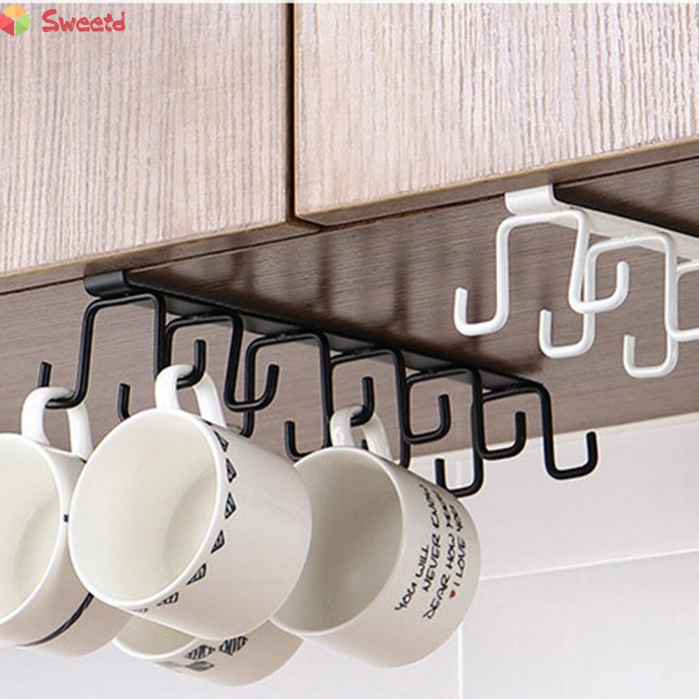 6 Hook Under Hanger Cup Holder Shelf Organiser Mug RackKitchen