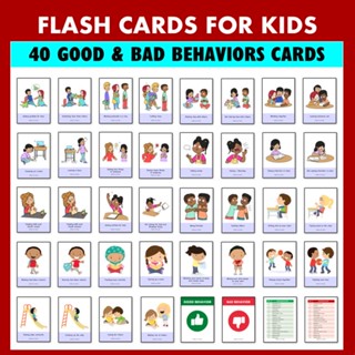 Good & Bad Behavior Flash Card for Kids Speech Therapy Activity Speech ...