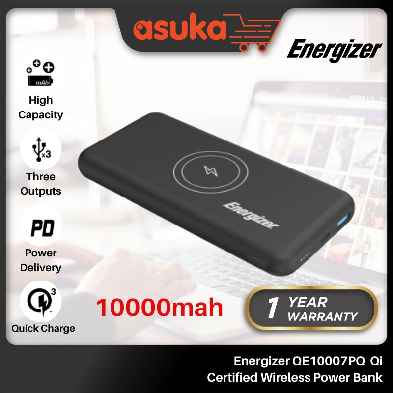 Energizer QE10007PQ 10000mah Qi Certified Wireless Power Bank - 3 ...