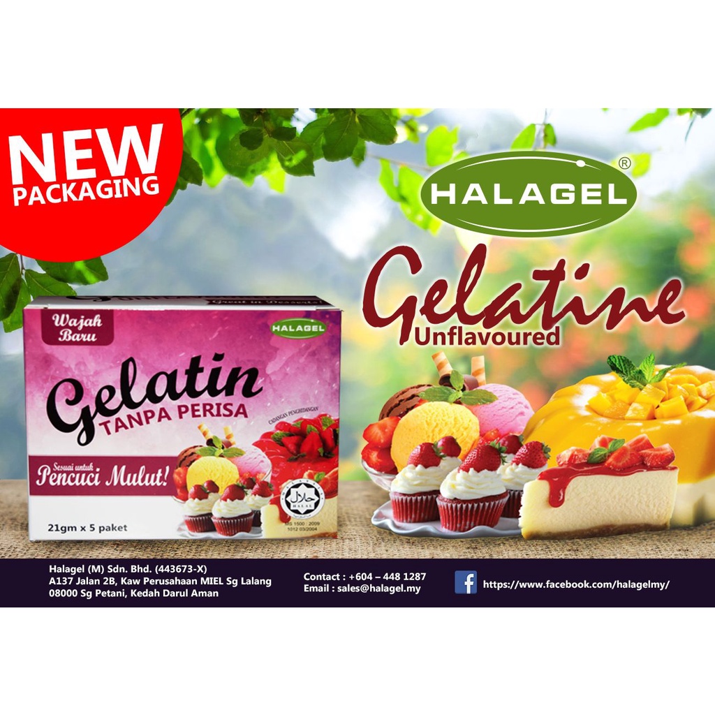 Halagel Edible Halal Gelatin Unflavored Gelatin Tanpa Perisa Box