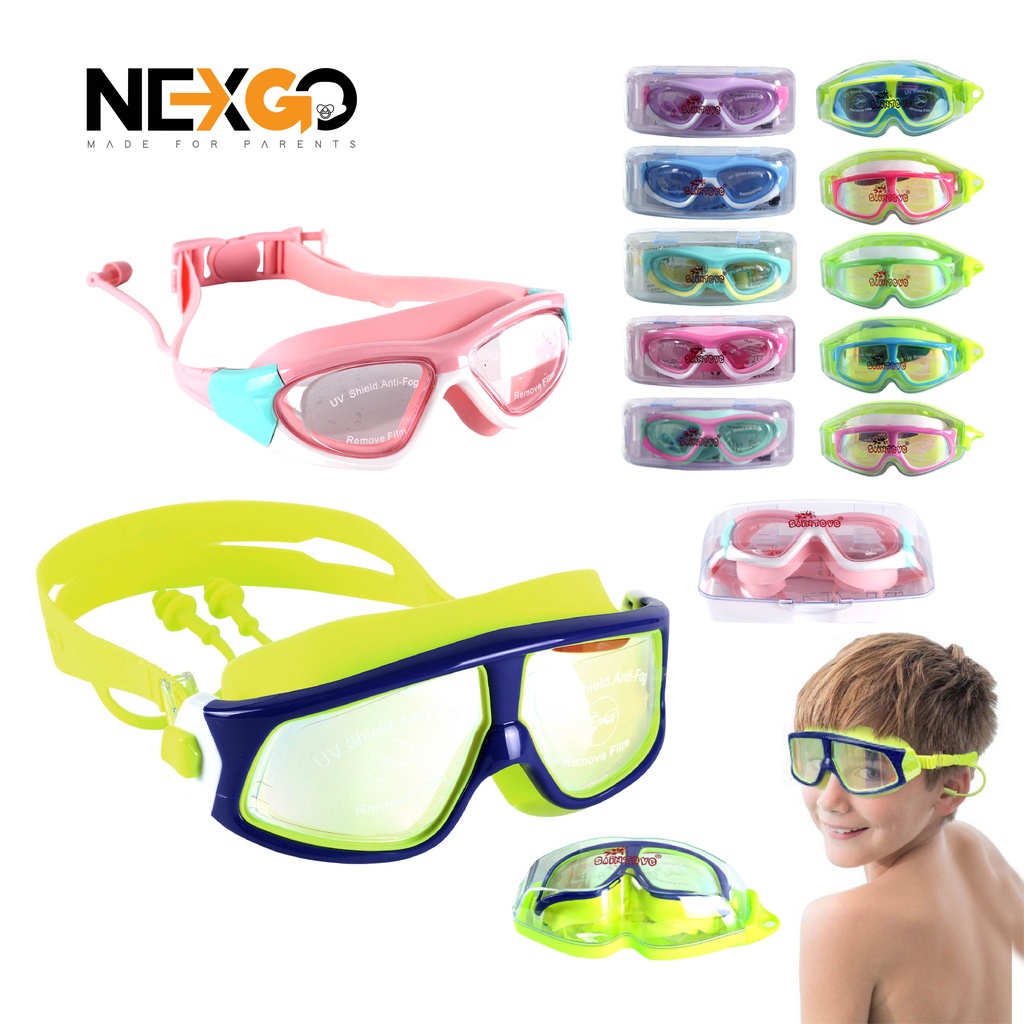Kids Swimming Goggle Swim Diving Adjustable Waterproof Antifog UV Wide Vision Goggles Cermin