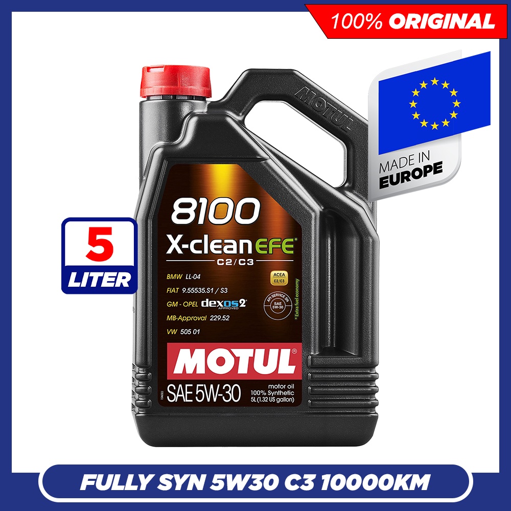 (5L) Motul 8100 XCLEAN 5W40 / XCLEAN EFE 5W30 / 4100 TURBOLIGHT 10W40 (5L) Synthetic Engine