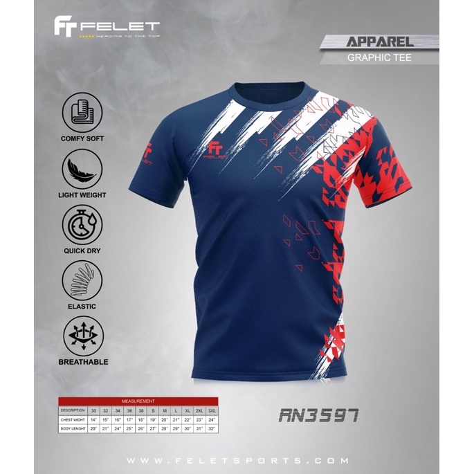 Felet RN 3597 IW Badminton Shirts (Own Design From Felet) Shopee Malaysia