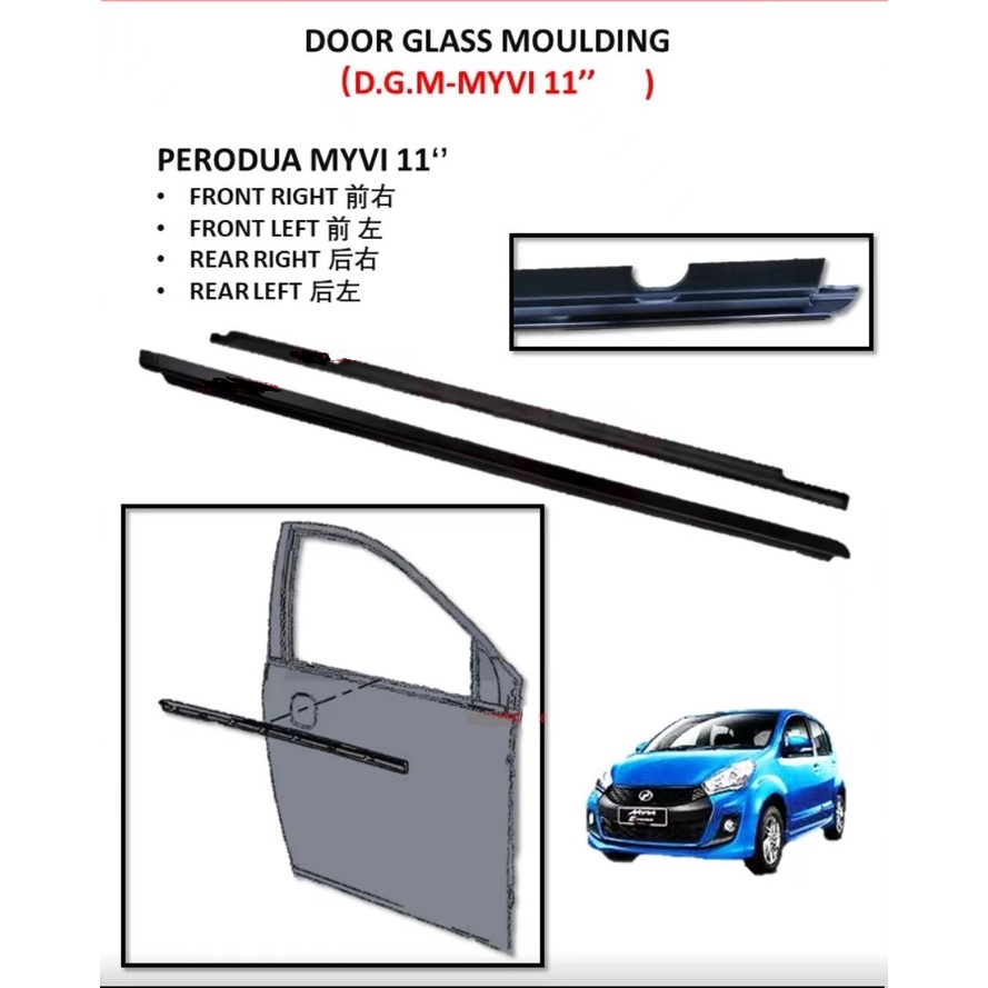 ORIGINAL PERODUA MYVI LAGI BEST ICON DOOR GLASS MOULDING 20112015 SEAL