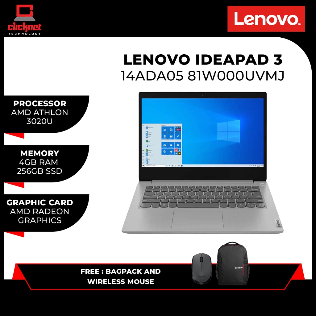 LENOVO IDEAPAD 3 14ADA05 81W000UVMJ AMD Athlon Laptop (AMD 3020E, 4GB ...