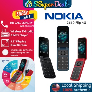 Nokia 2660 Flip (2.8inch ,1.77" QQVGA ,Bluetooth:4.2 ,Internal storage:128 MB ,MicroSD card support up to:32 GB)