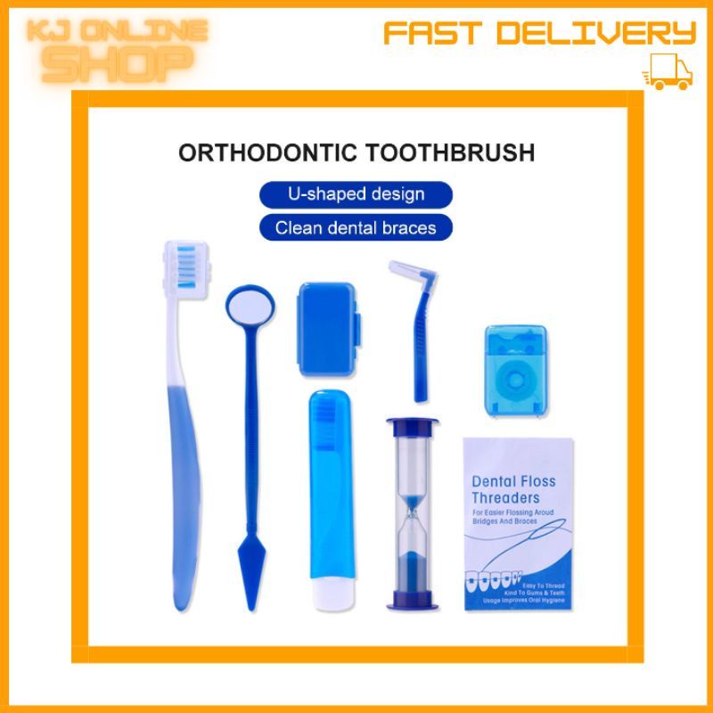 8Pcs Orthodontic Toothbrush Set Braces Oral Hygiene Care Ortho Set Kit