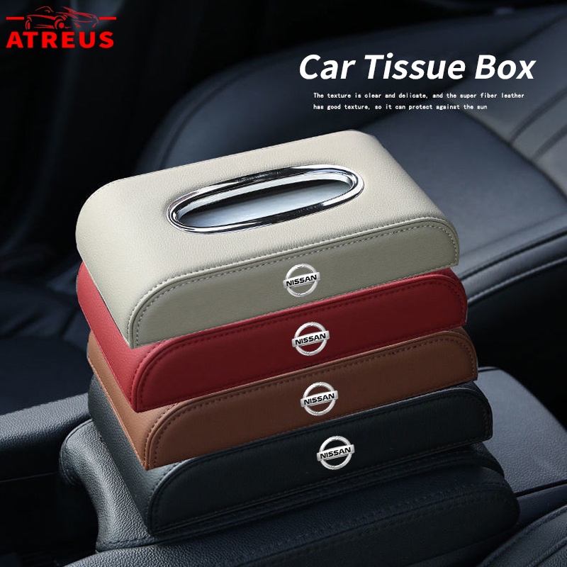 Nissan Premium Leather Car Tissue Box Auto Tissue Storage Case For Almera Sentra n16 Serena
