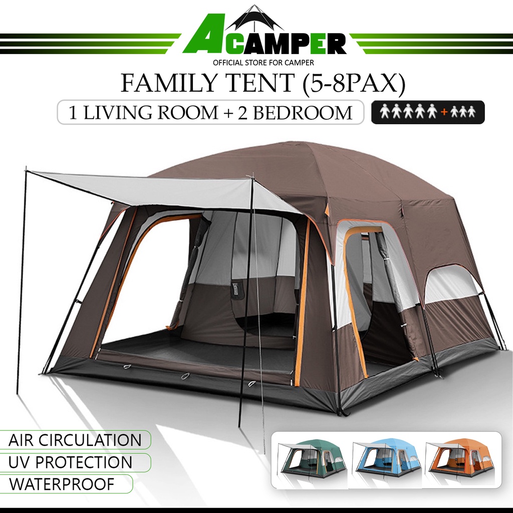 5-8 Person Large Camping Tent Waterproof Family Tents for Outdoor Double  Layers Event Luxury Khemah With Mosquito Net