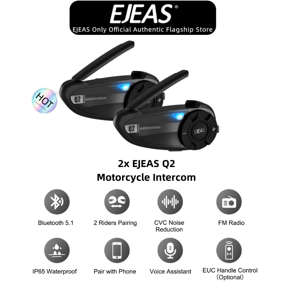 EJEAS Q2 Motorcycle Helmet Bluetooth Wireless Intercom Headset 2