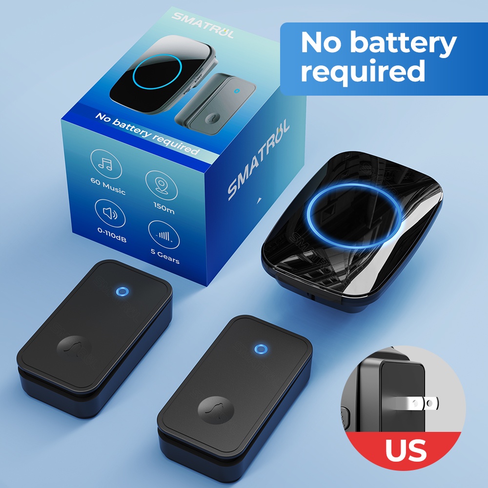 SMATRUL CACAZI 60 ringtones Self Powered Waterproof Wireless DoorBell