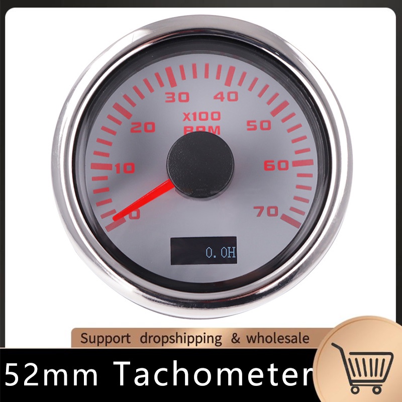 52mm Hourmeter Tachometer 7000 RPM Outboard Counter Tacho Meter Gauge ...