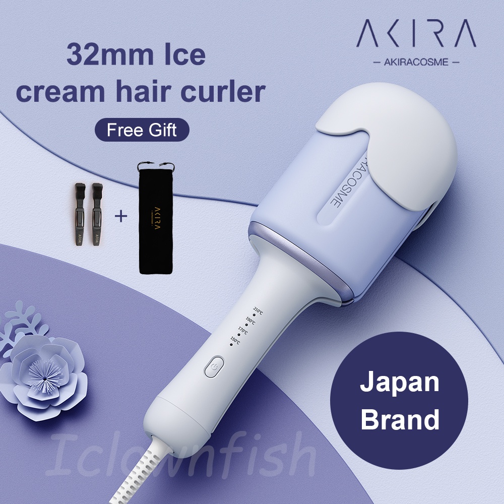 Akiracosme Ceramic Ice Cream Beachy Waves Hair Curler, Negative Ions