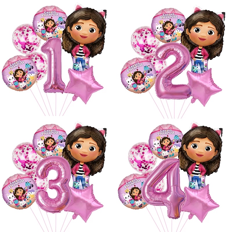 7pcs Gabby Dollhouse Cats Theme Balloons Birthday Party Decorations 32