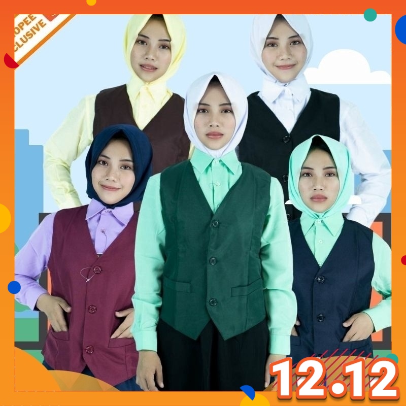 CY 122017 VEST SEKOLAH PENGAWAS / BLACK / DARK BLUE / GREEN / COKLAT ...