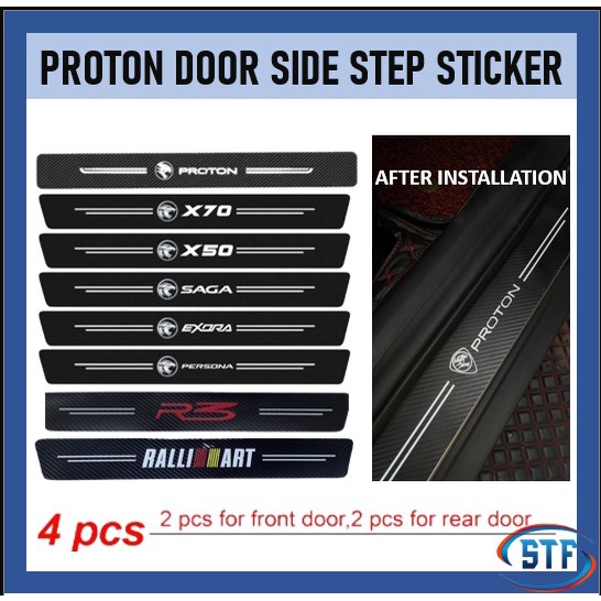 Car Door Side Step Sill Strip Carbon Fiber Anti Scratch Sticker Fiber ...