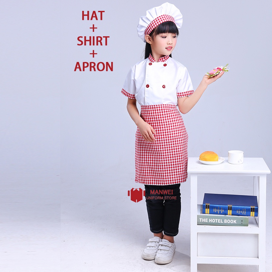 Baju Chef Kanak Kanak Kids Chef Budak Kitchen Cosplay Kids Apron