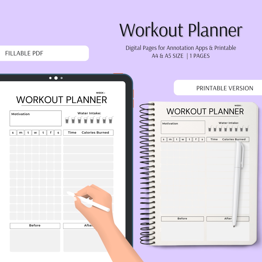 Digital WORKOUT Planner | Fillable PDF & Printable | Shopee Malaysia