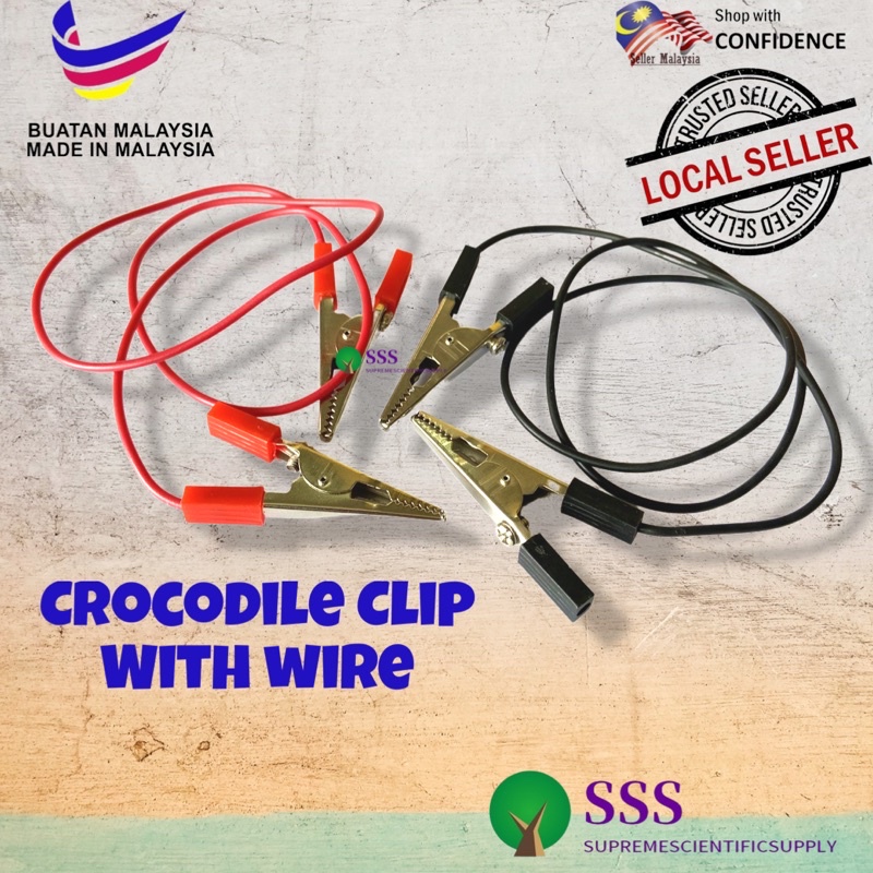 🔥[Ready stock]🔥Crocodile Clip with wire 50cm Black and Red (1 pair
