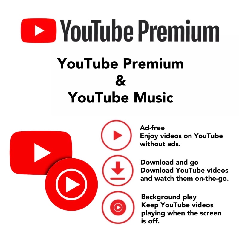 YouTube Premium + YouTube Music Premium No Ads Support ALL Device IOS