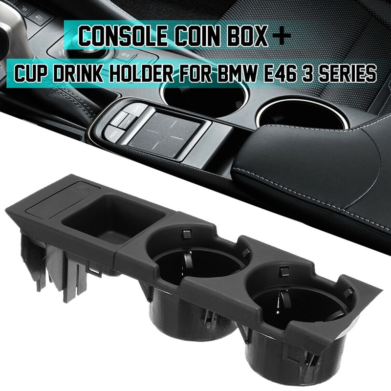 Front Armrest Cup Bottle Holder For Two With Coin Storage Box Fit For