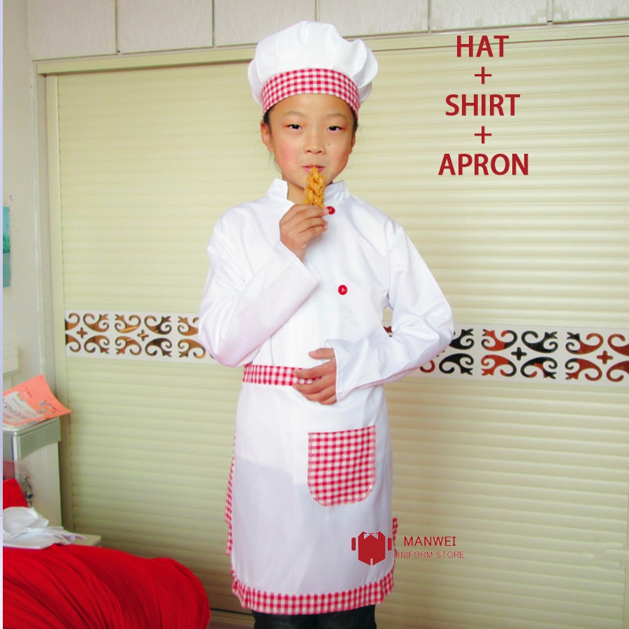 Baju Chef Kanak Kanak Kids Chef Budak Kitchen Cosplay Kids Apron