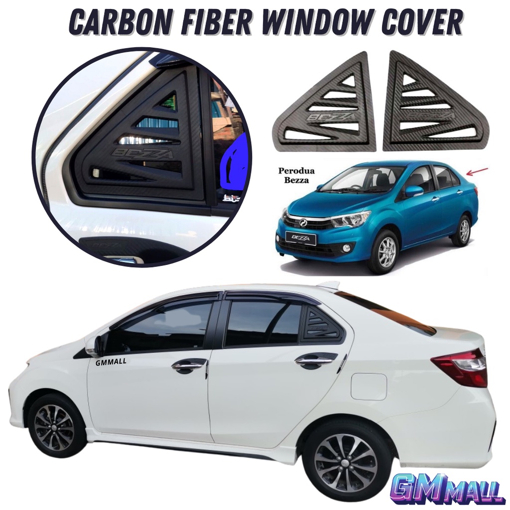 Triangle Window Cover Perodua Bezza Window Cover 3d Carbon Fiber 1set