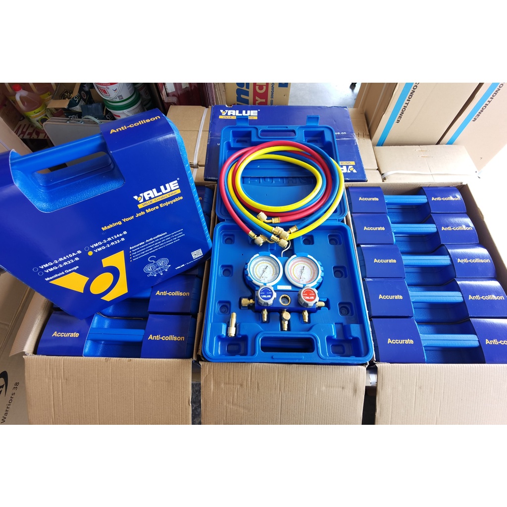 VALUE Air-Cond Dual Manifold Gauge Set R410a, R32, R22, R134a (VMG-2 ...