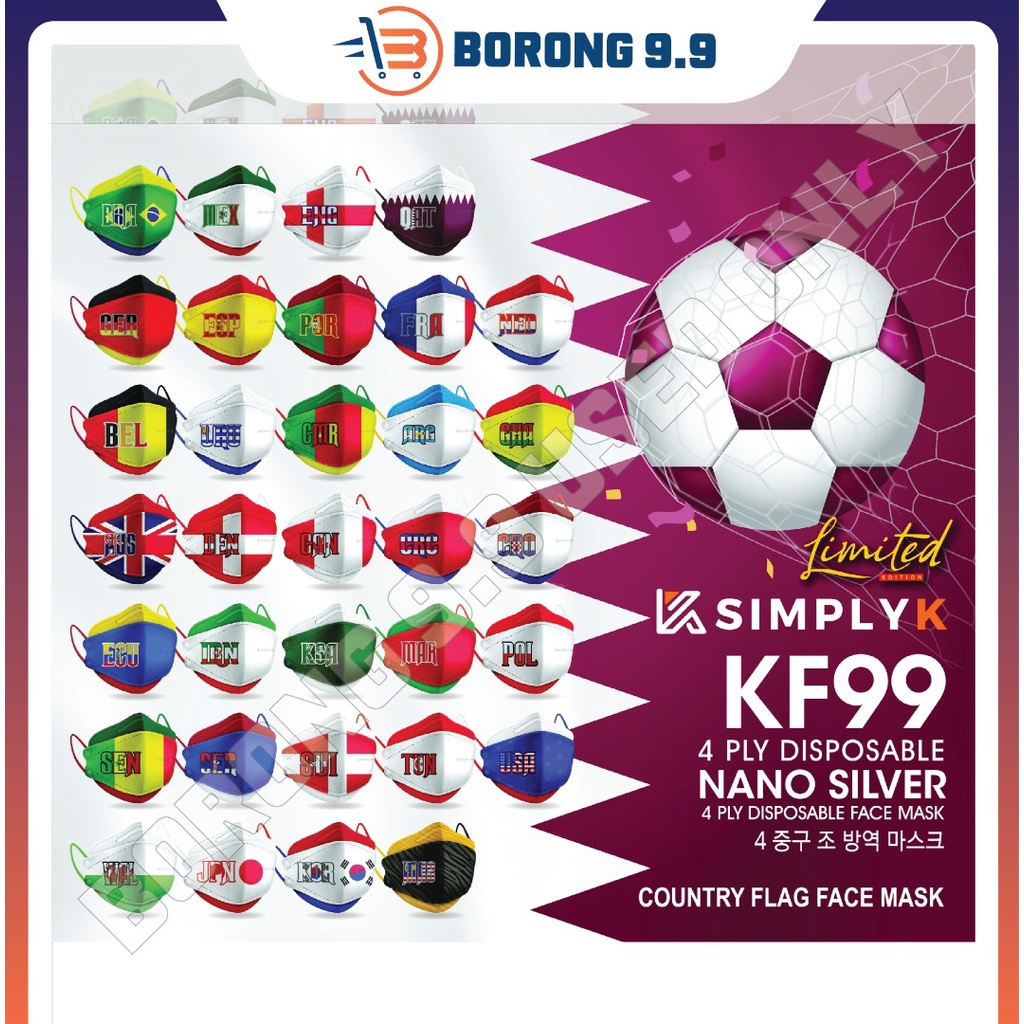 BUY 2 FREE 1 SIMPLY K Sport Cup 2022 Nano Silver Earloop Face Mask 4ply ...