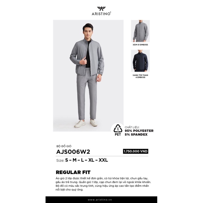 (NEW 2022) Men'S wind suit 2 layers from wide Aristino AJS006W2 bear
