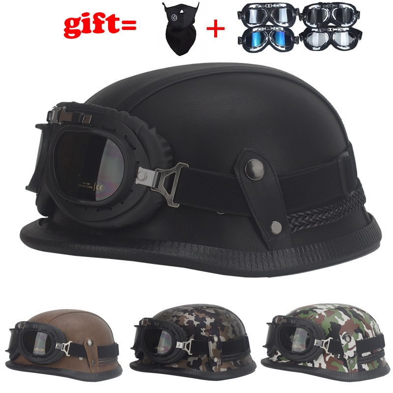 Imitation World War II German Helmet Style Open Face Half Leather ...