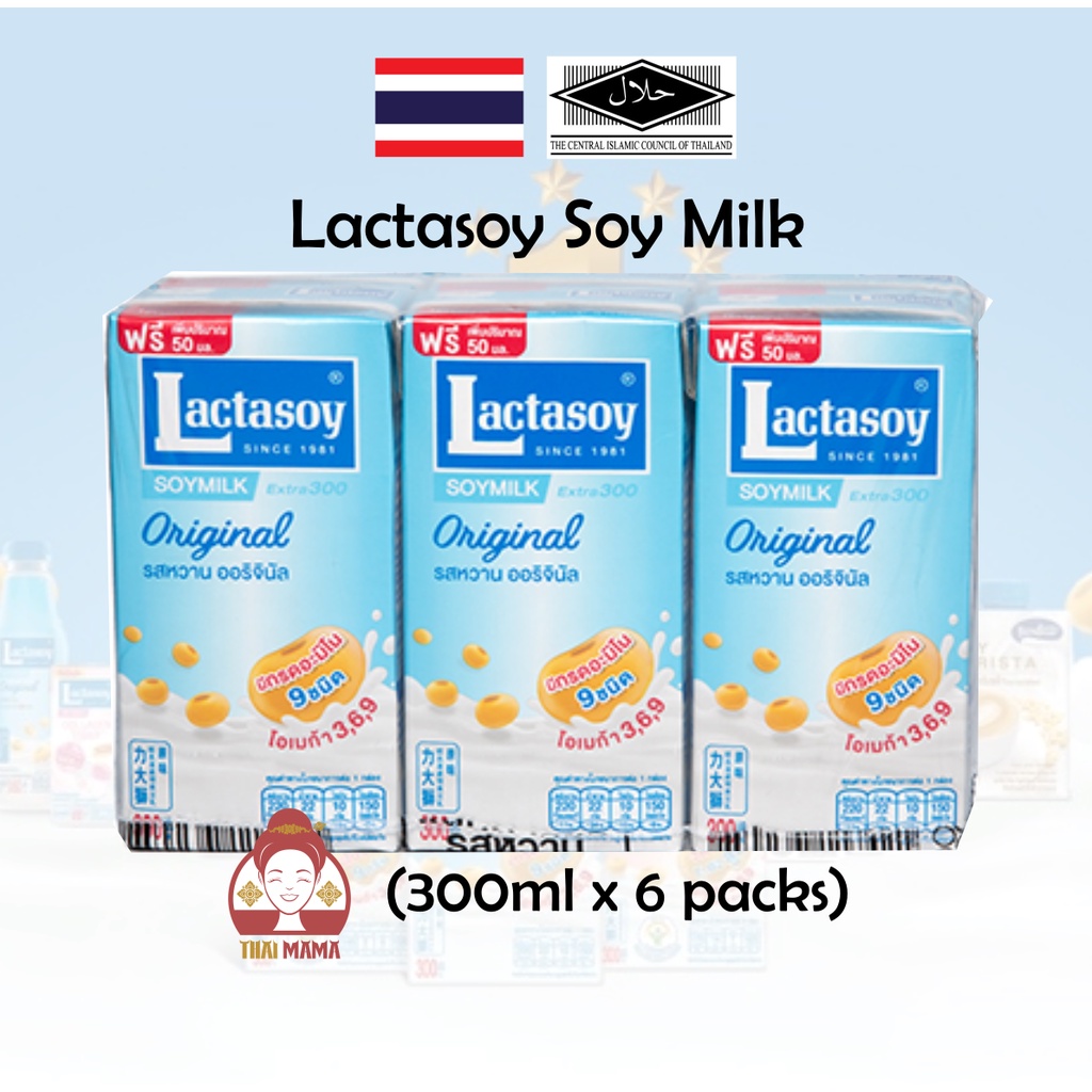 Lactasoy Soy Milk 300ml x 6 [Halal] Lactasoy Soy Milk UHT Sweet