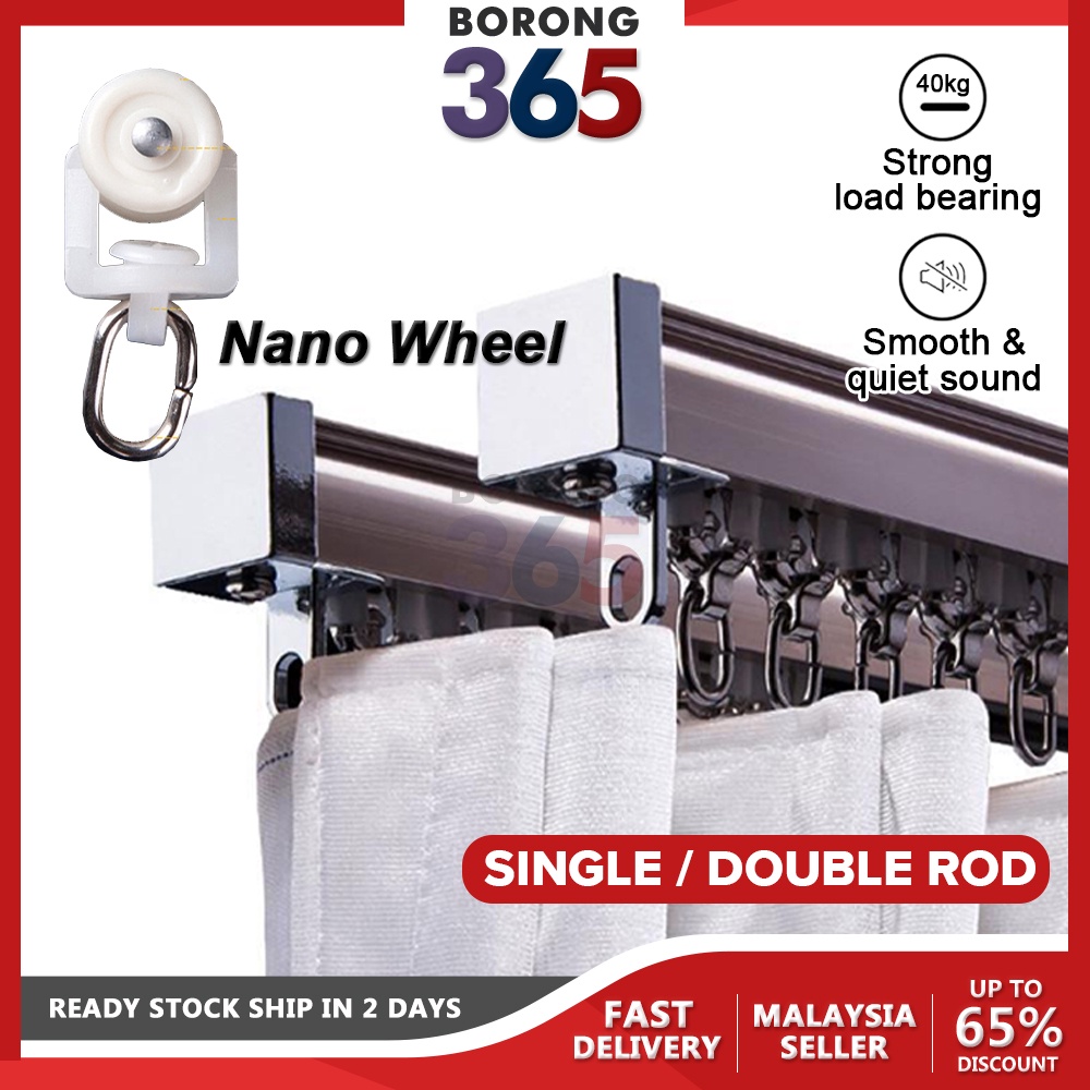 [FULL SET] Borong365 Aluminium Curtain Rail Rod Rel Langsir Curtain