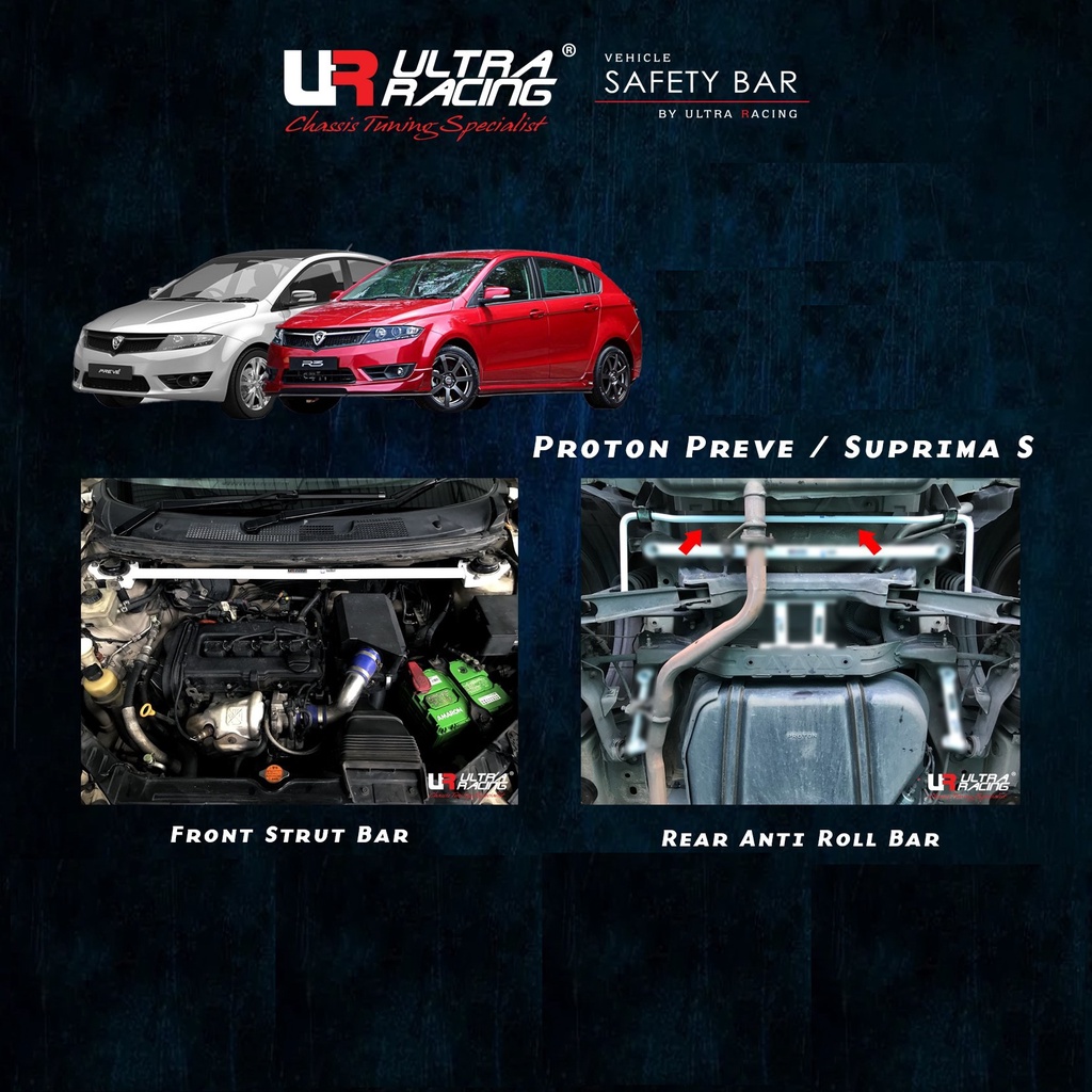 Proton Preve / Suprima - Stage 1 100% Ultra Racing Safety Bar | Shopee ...