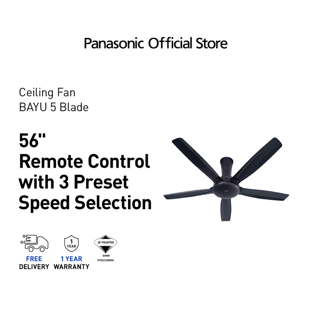 Panasonic FM14DZ Bayu Ceiling Fan 5 Blades 3 Speed Timer Remote