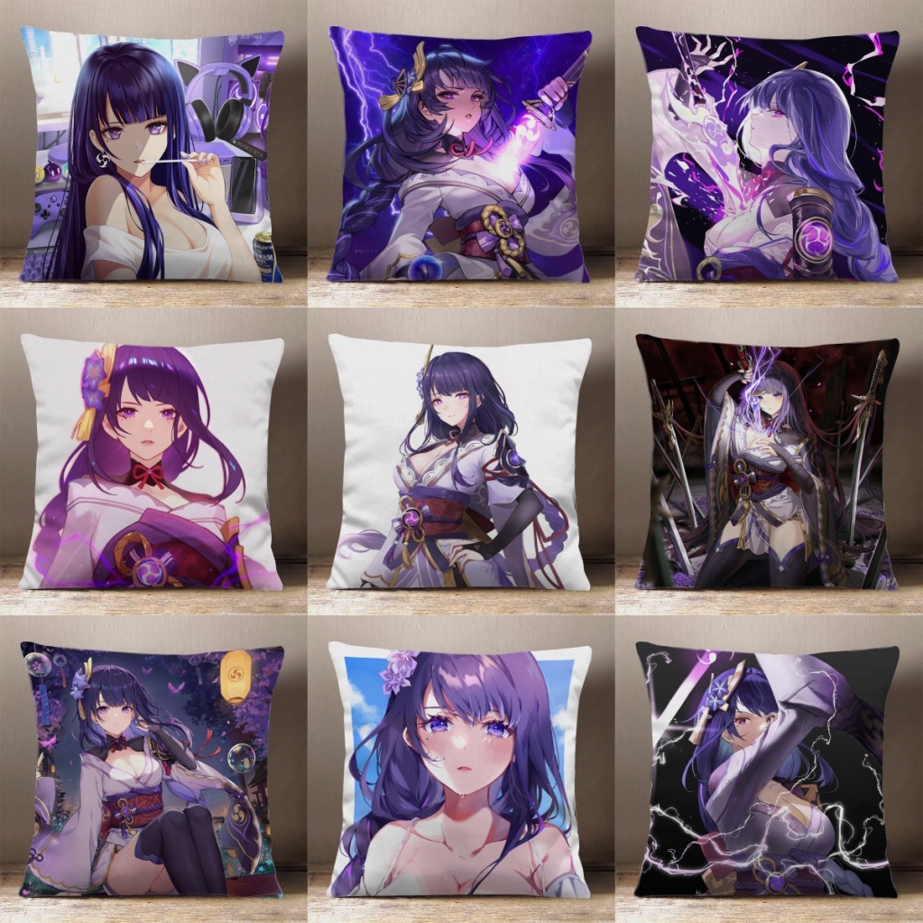 Raiden Shogun Pillow Anime Genshin Impact Merchandise Cushion Doll ...
