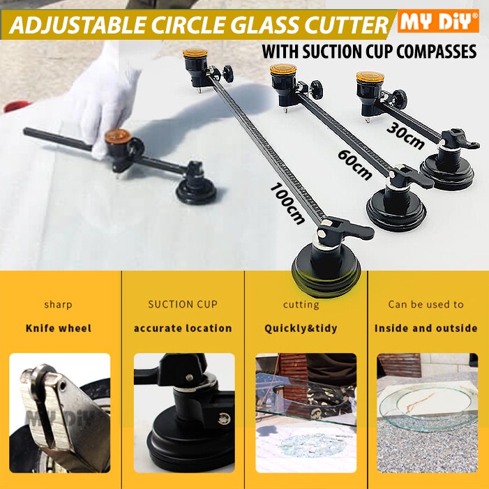Adjustable 40cm 60cm 100cm Glass Cutter Round Circle Compasses with ...