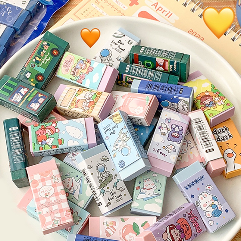5 Pcs Kawaii Cartoon Less Crumb Eraser Student Portable Rubber Eraser ...