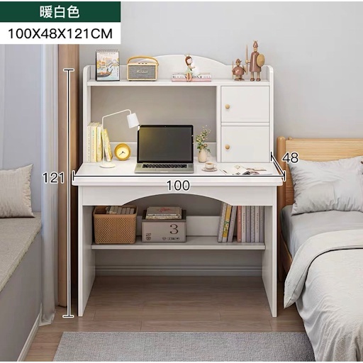 Study Desk 80/100cm White Computer Table With Storage Door For