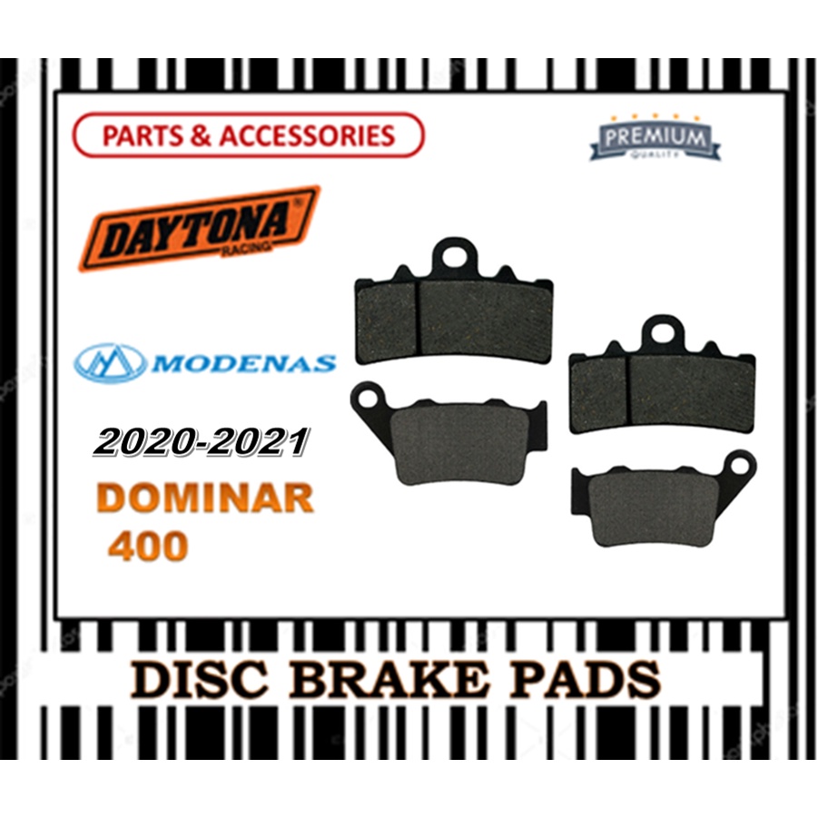 MODENAS DOMINAR 400 2020 BRAKE PADS SET FRONT & REAR DAYTONA TYPE