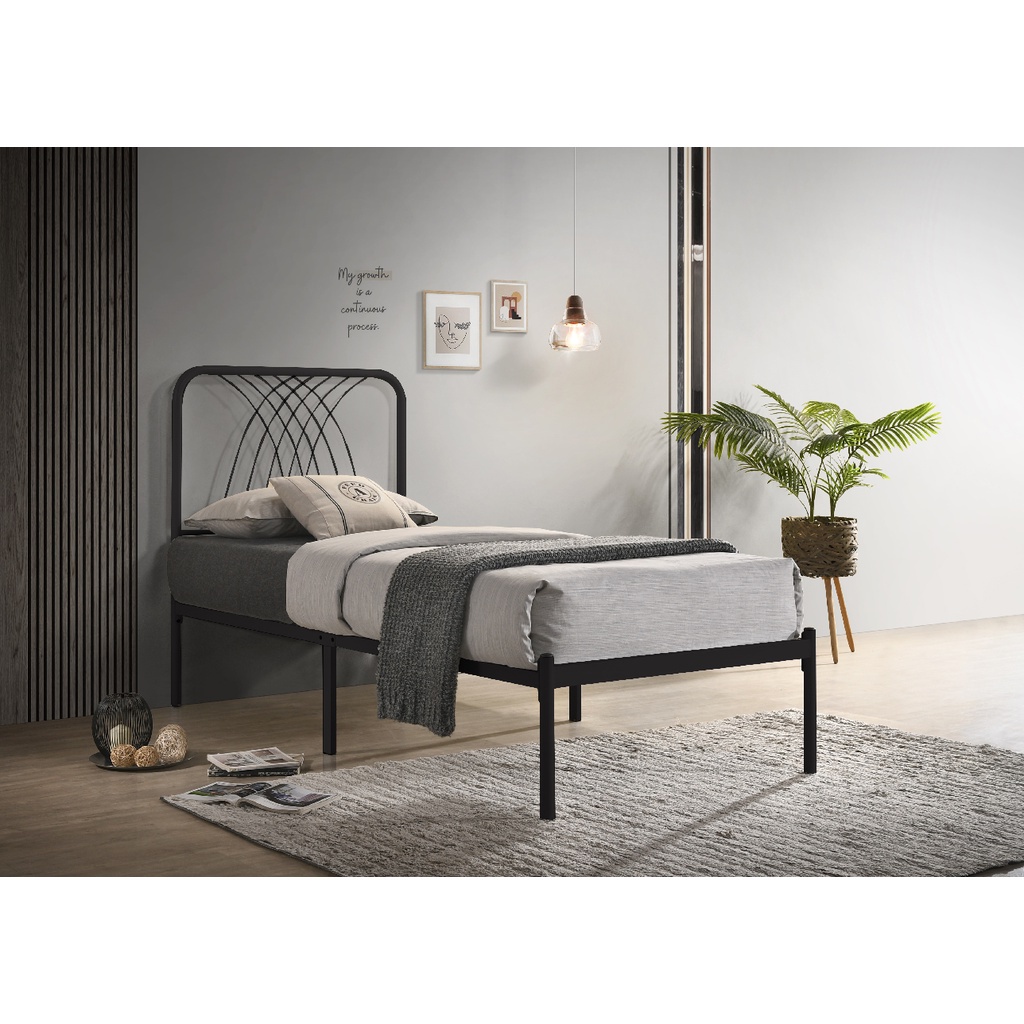 VANESA Metal Single Bed Frame Super Base Strong Metal Bar Metal Bed ...